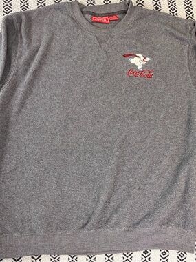 Vintage Coca Cola coke XL Gray Y2K Bear Embroidered Fleece Pullover Sweatshirt